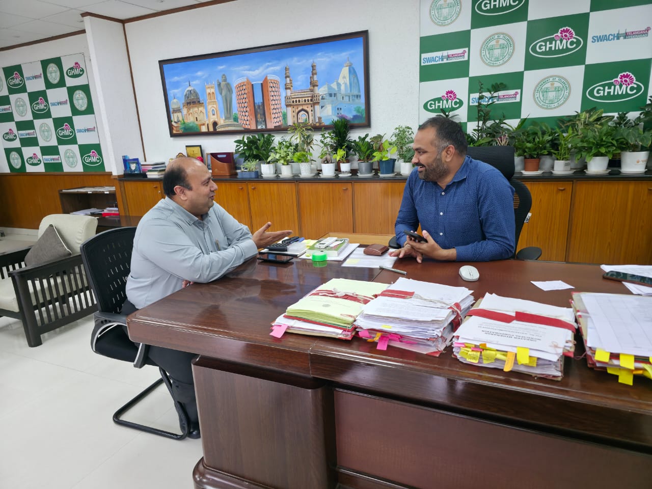MLC Amer Ali Khan meets GHMC Commissioner, appreciates civic efforts